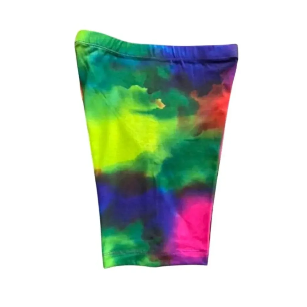 Vintage 80s 90s Goobeez Neon Splash Bike Shorts Cotton Spandex Medium